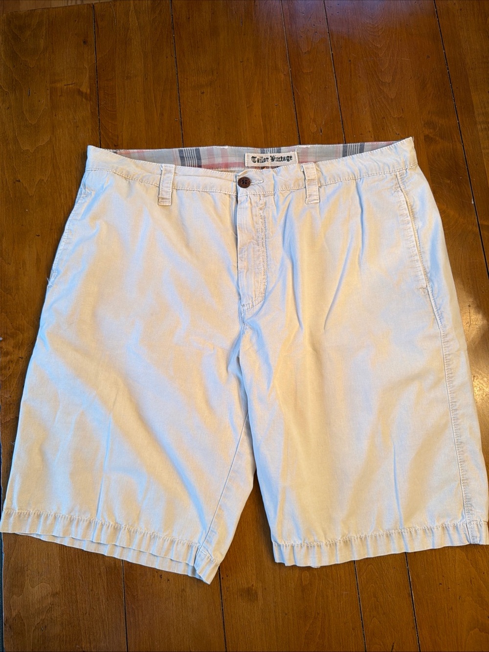 Tailor Vintage Light Beige Men’s Cotton Flat-Front Shorts
